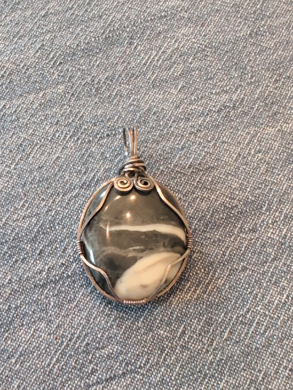 Handcrafted Black and White Swirl Stone Pendant Necklace